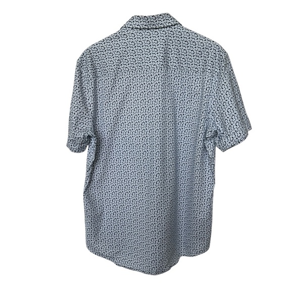 BUGATCHI Men's L Blue Floral Short Sleeve Shirt Casual Stretch Cotton Summer - Picture 4 of 8